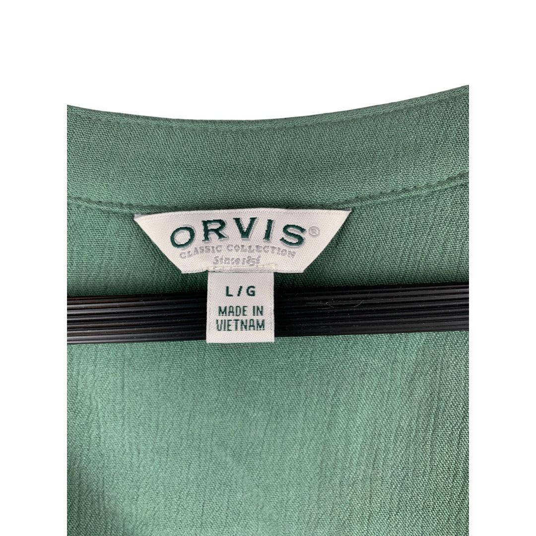 Orvis Womens Classic Collection V-Neck Blouse L/G Green