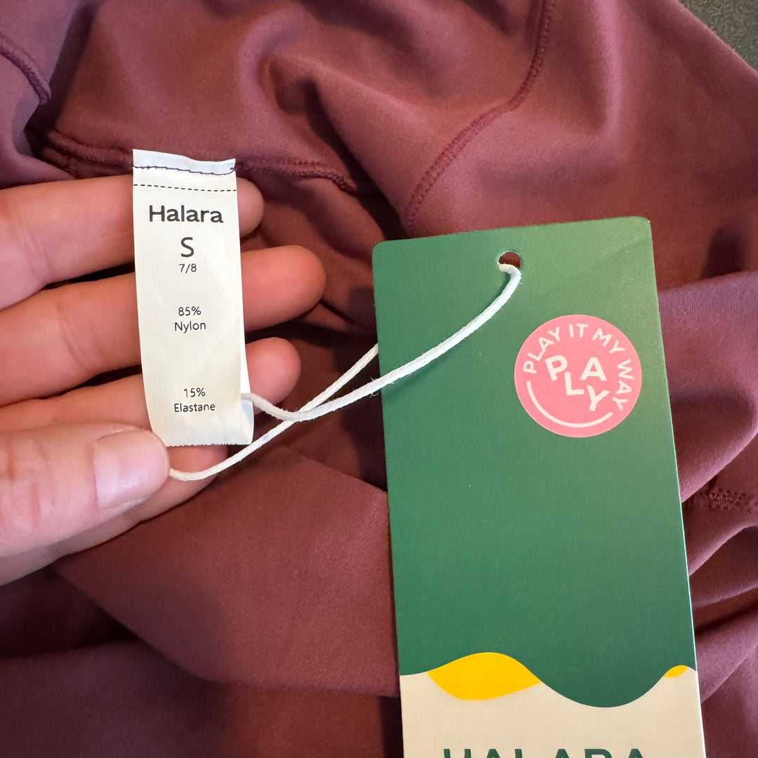 NWT Women's Halara Burgundy Colored 7/8 Length Athletic Leggings, Size Small