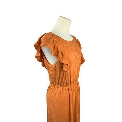 Women's J.Crew Orange Long Summer Dress , 100% Cotton - Size S