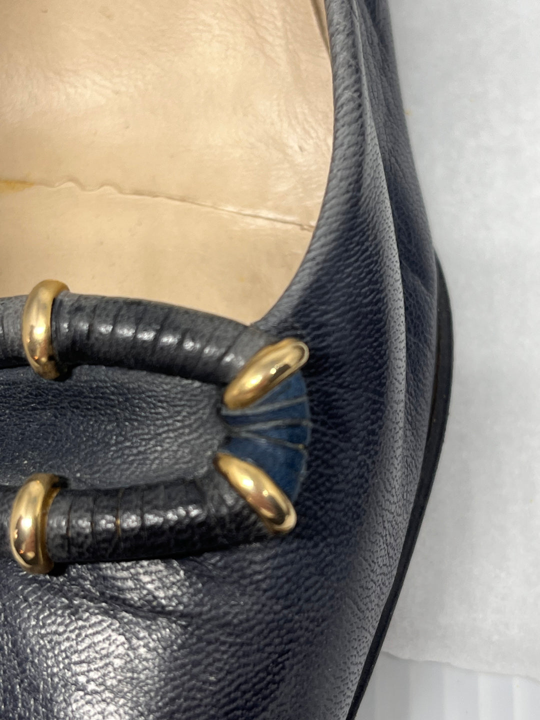 Vintage Bally Navy Blue Leather Pumps Made in Italy Size 6.5