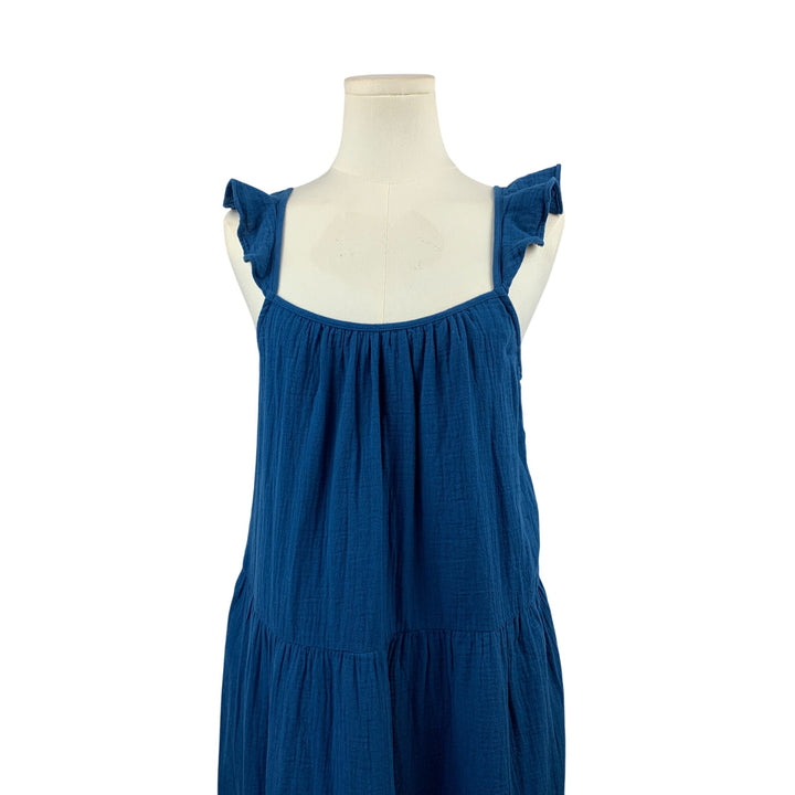 J.Crew Womens Blue Tiered Dress XSP Cotton
