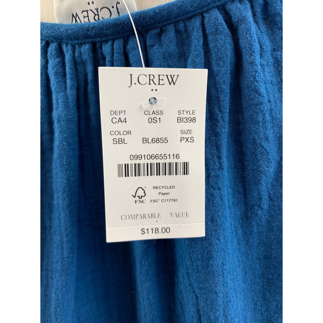 J.Crew Womens Blue Tiered Dress XSP Cotton