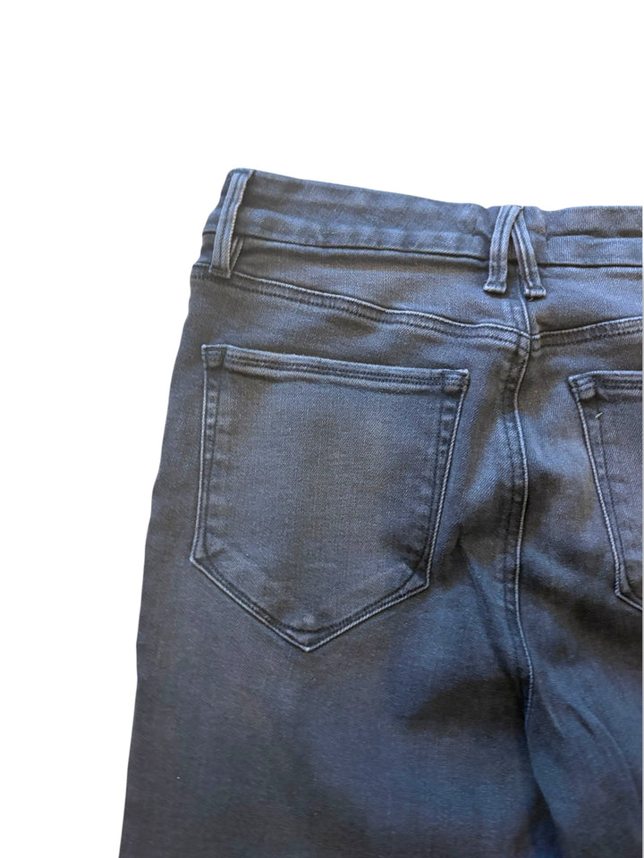 Good American Good Classic Black Jeans Size 10/30 High Rise Raw Hem Goth Stretch Denim