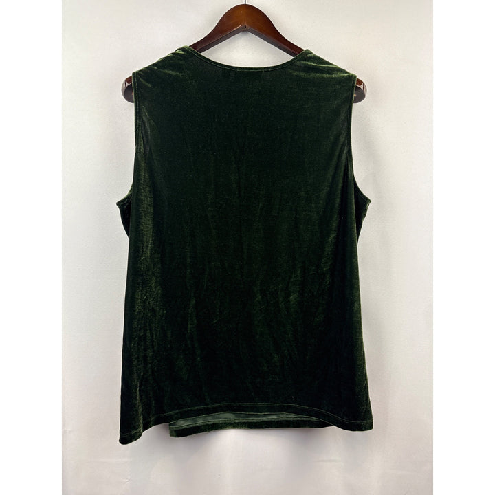 Women’s D&Co XL Forest Green Velvet Sleeveless Blouse