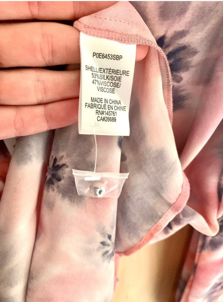 Parker Camilia Silk-Blend Muted Print Blouse SzXS NWT