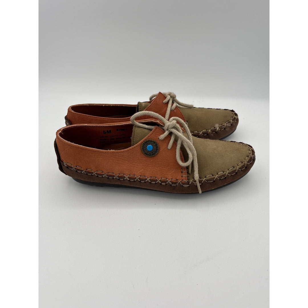 Vintage Hush Puppies Womens 5M Casual Two-Tone Leather Moccasins