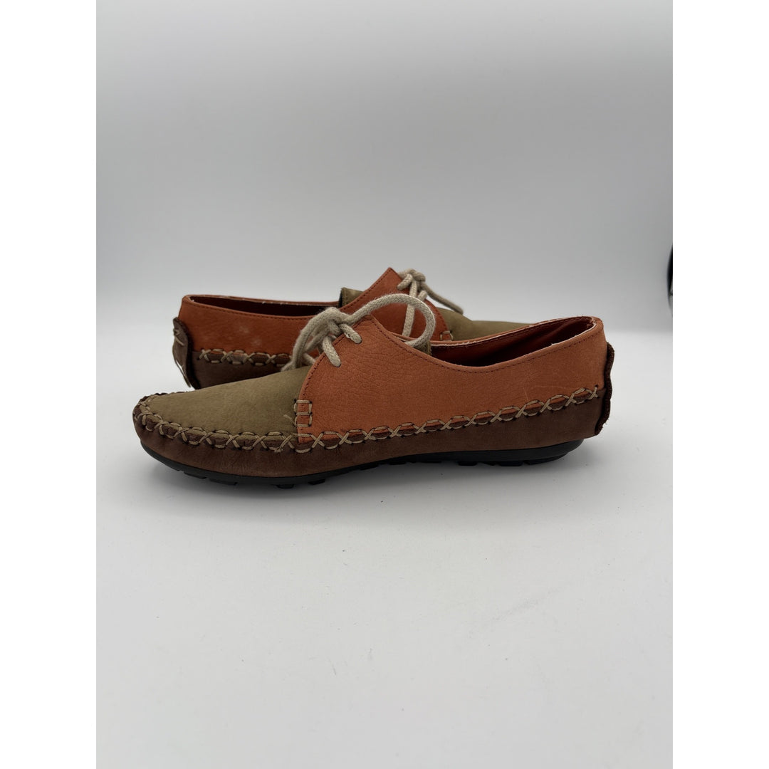 Vintage Hush Puppies Womens 5M Casual Two-Tone Leather Moccasins