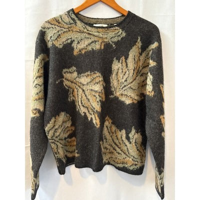 Women’s Vince Black Leaf Patterned Sweater Sz M