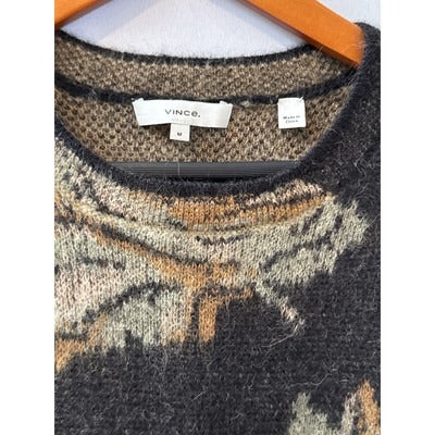 Women’s Vince Black Leaf Patterned Sweater Sz M