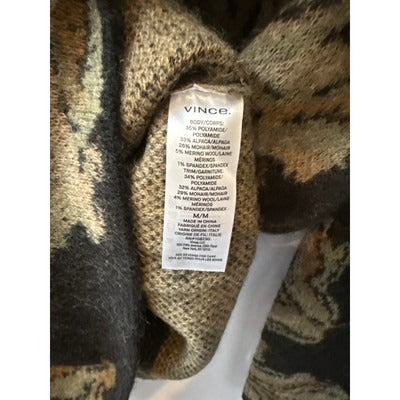Women’s Vince Black Leaf Patterned Sweater Sz M