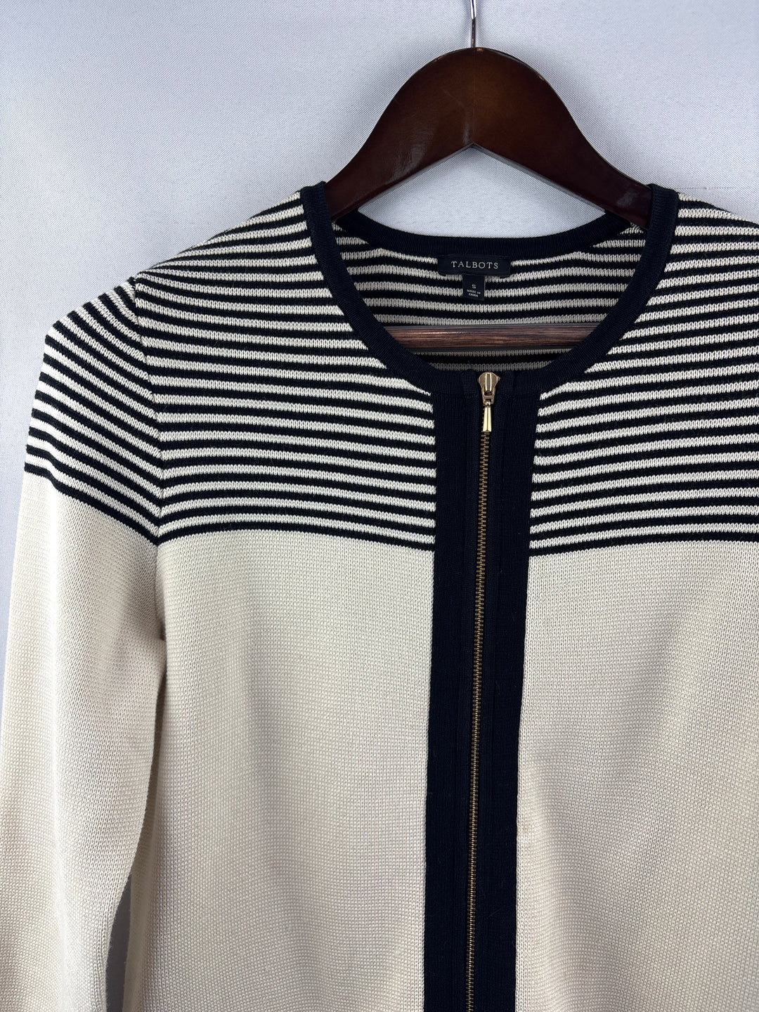 Women’s Talbots Small Cream Cardigan w/ Black Accents