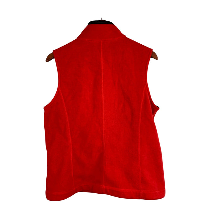 Eddie Bauer Red Zip-Up Fleece Vest Womens Medium Polyester Viscose Blend