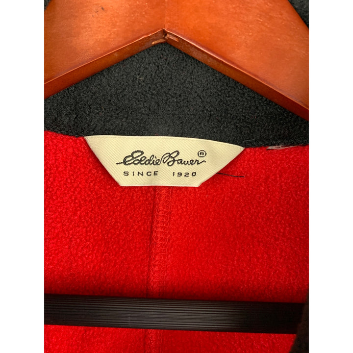 Eddie Bauer Red Zip-Up Fleece Vest Womens Medium Polyester Viscose Blend