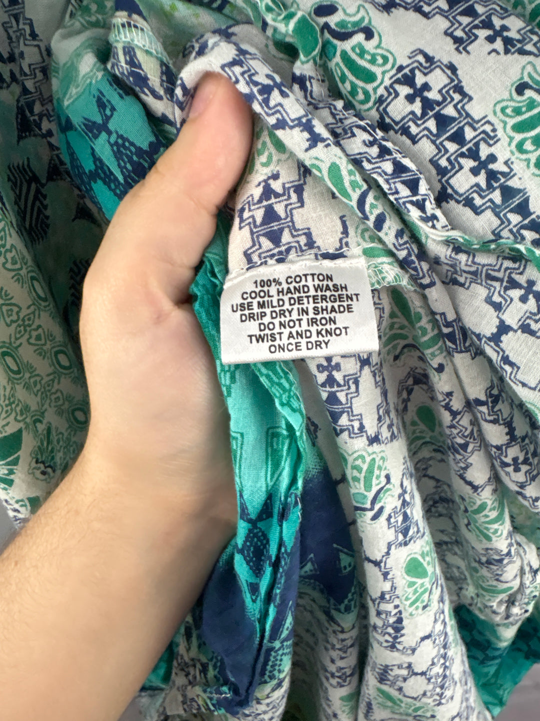 Women’s Kalypso7 XL Blue &amp; Green Abstract Pattern Maxi Dress