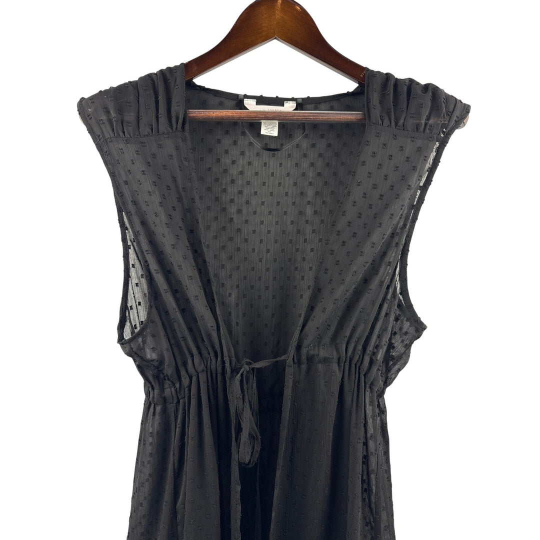 Women’s Lauren Conrad One Size Black Long Tied Vest w/ Ruffles