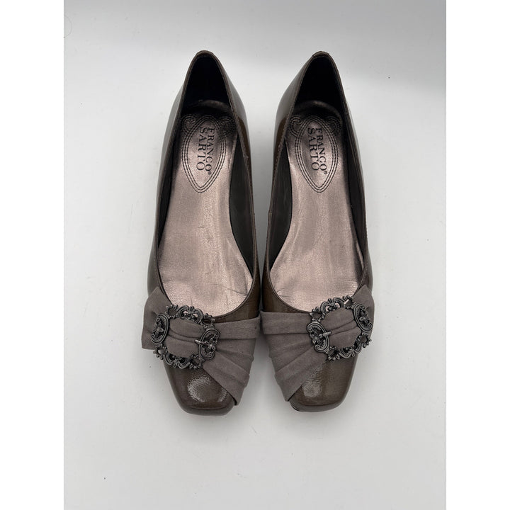 Women’s Franco Sarto Size 8 Brown Patent Leather Buckle Flats