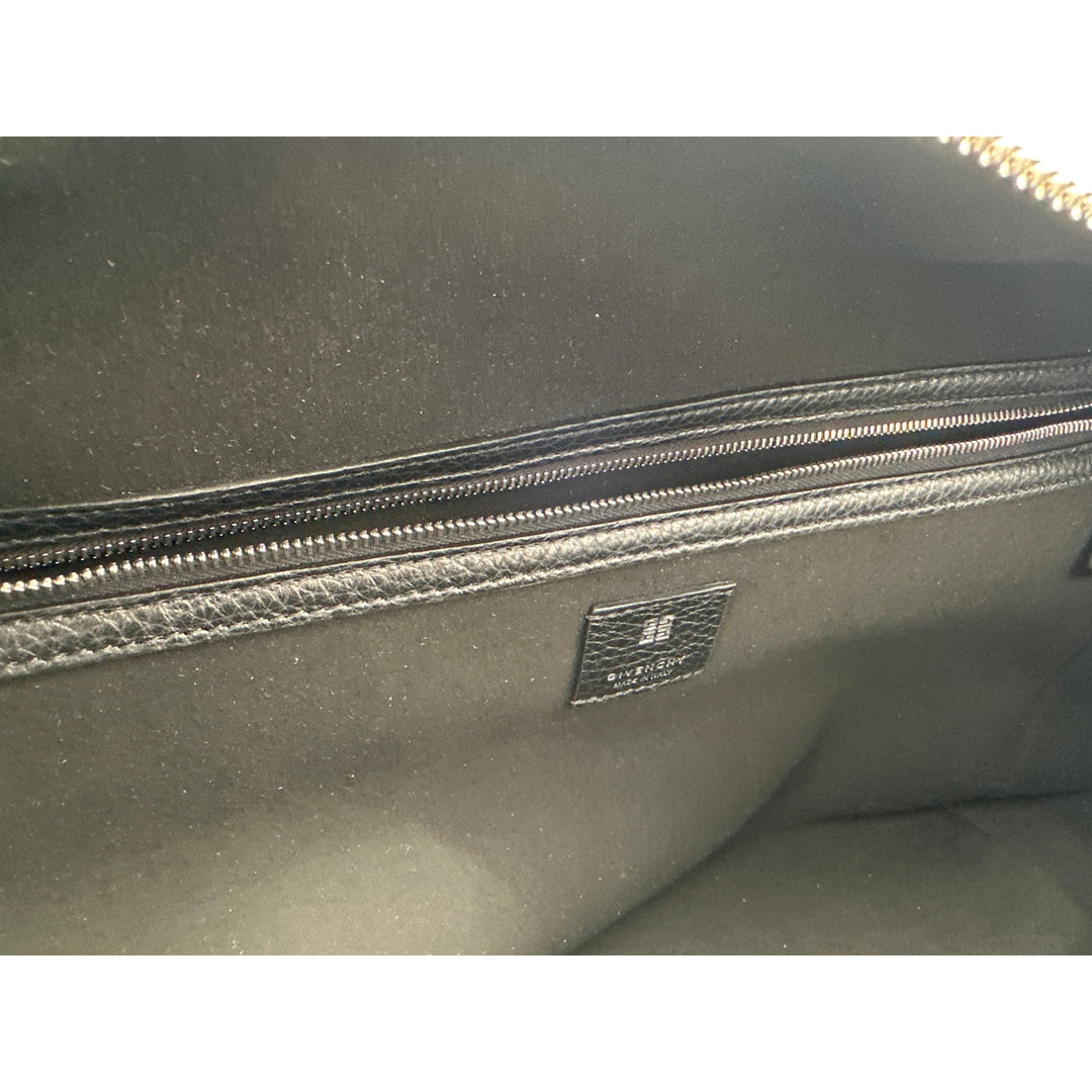 Givenchy Black Leather Pebble Textured Large Pandora Travel Bag