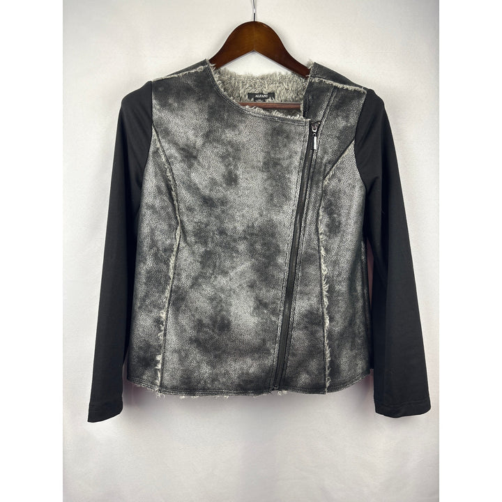 Women’s Alfani XS Grey Suede Jacket w/ Shirt Sleeves & Fur Lined