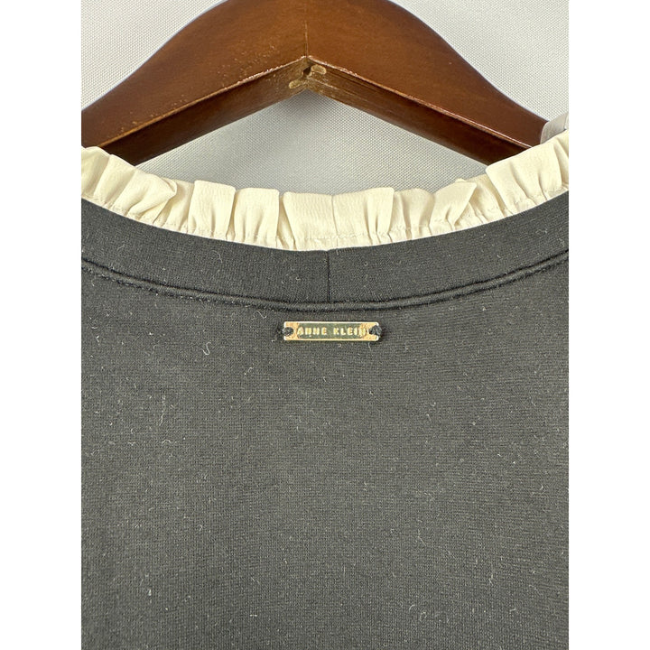 Women’s Anne Klein Long Black and Cream Ruffled Jersey Size L