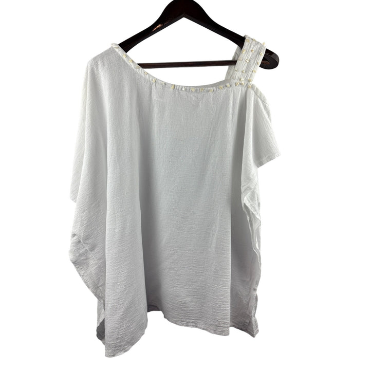 Women’s Xama XL White Off-The Shoulder Blouse w/ Beading