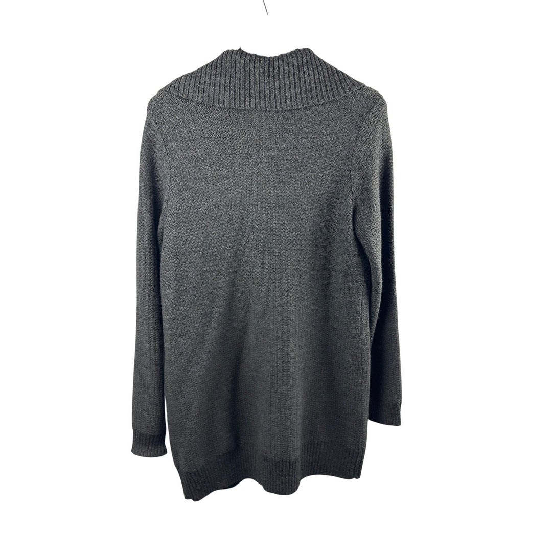 Women’s Ellen Tracy XL Dark Gray Cardigan w/ Black Leather Closures
