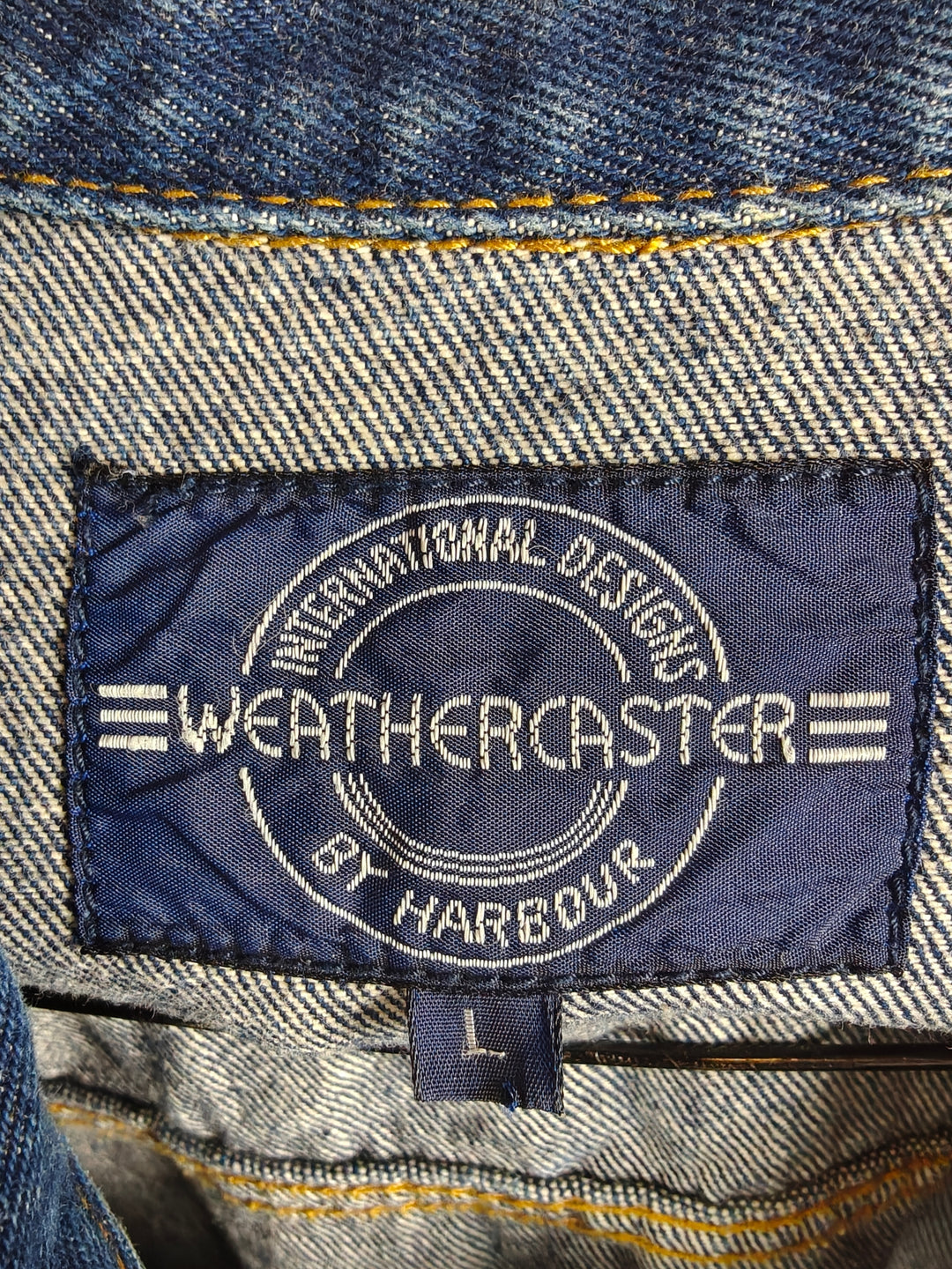 Harbour Weathercaster Denim Trucker Jacket Blue Vintage Size L