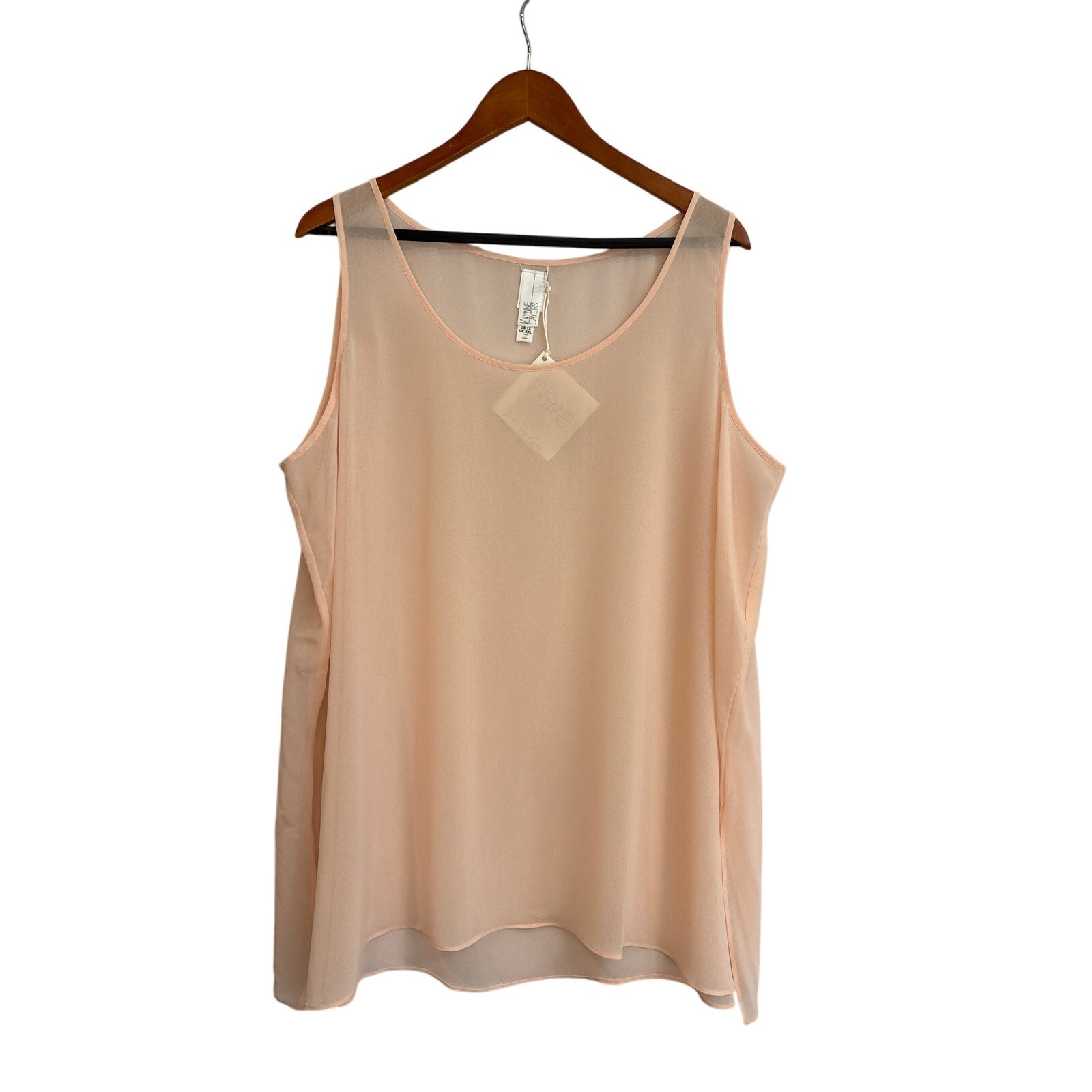 Women’s Wynne Layers Size 1X Peach Pink Sheer Tank Top.