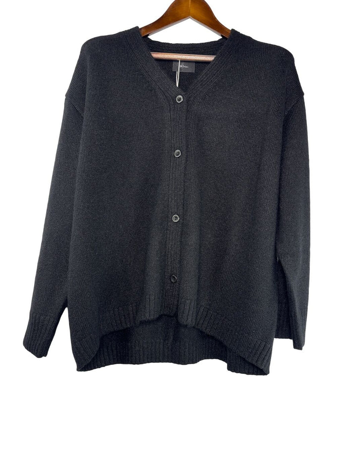 Womens Moia Black Alpaca Wool Blend V Neck Button Cardigan One Size Fits All