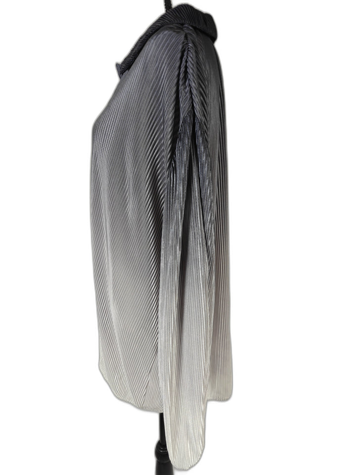 Women Akira Pleated Button Down Tunic Blouse Black Gray White XL