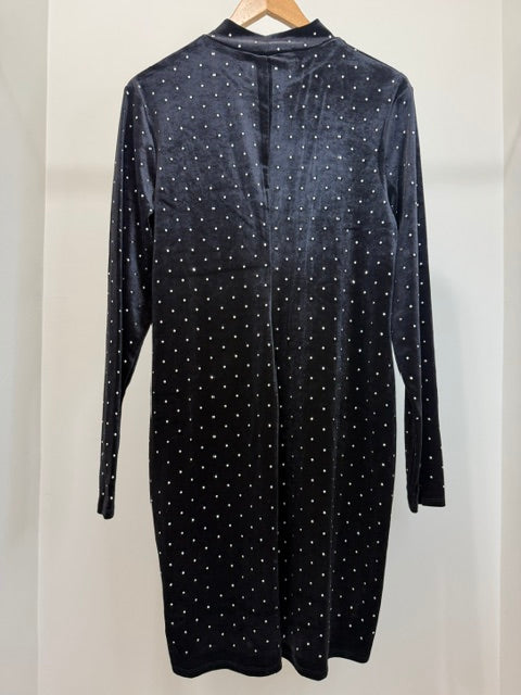 H&amp;M Black Velour Silver Studded Mock Neck Dress NWT XL