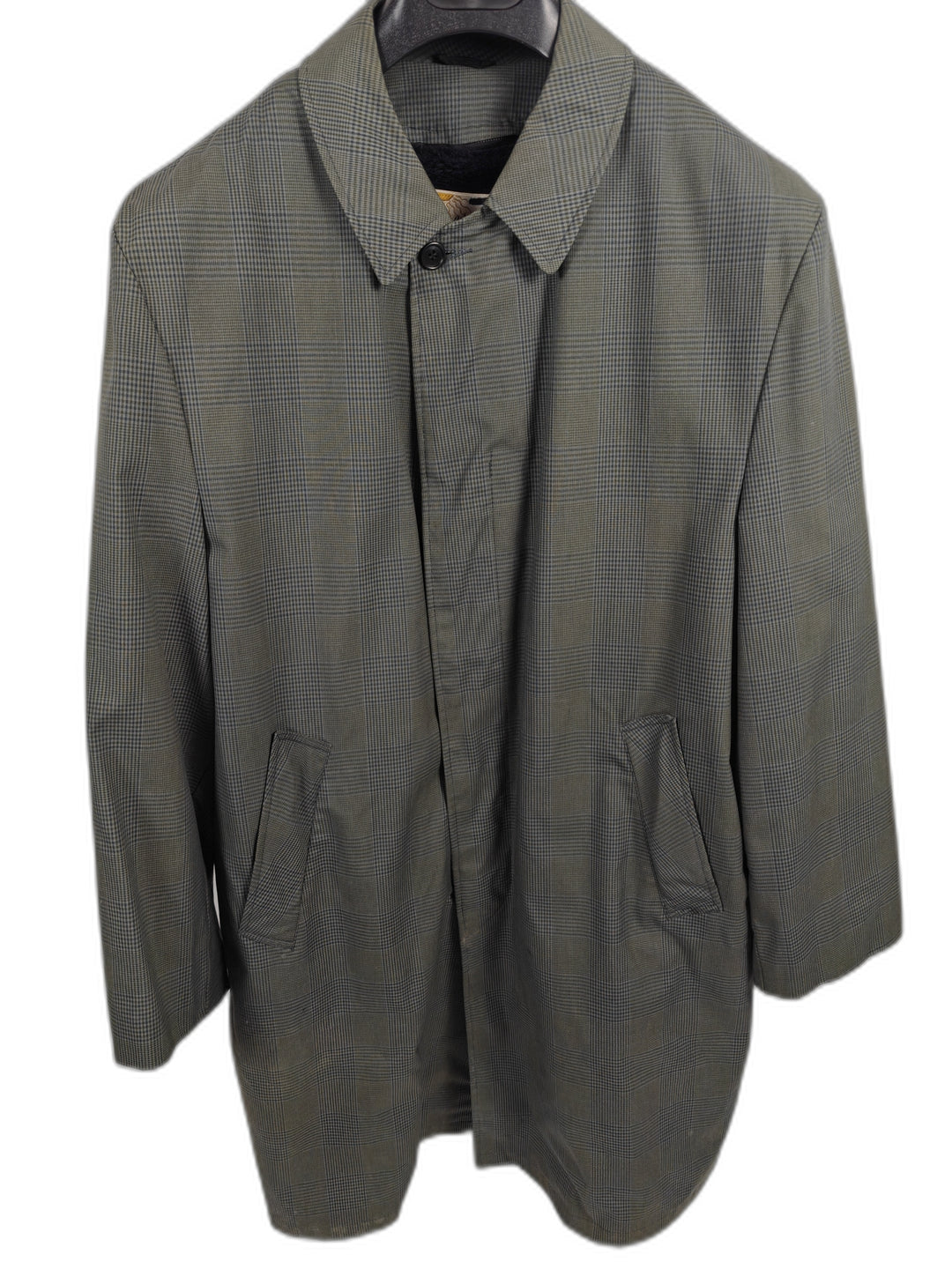 Campus Men Vintage All Weather Coat Green Gray Plaid Size 44