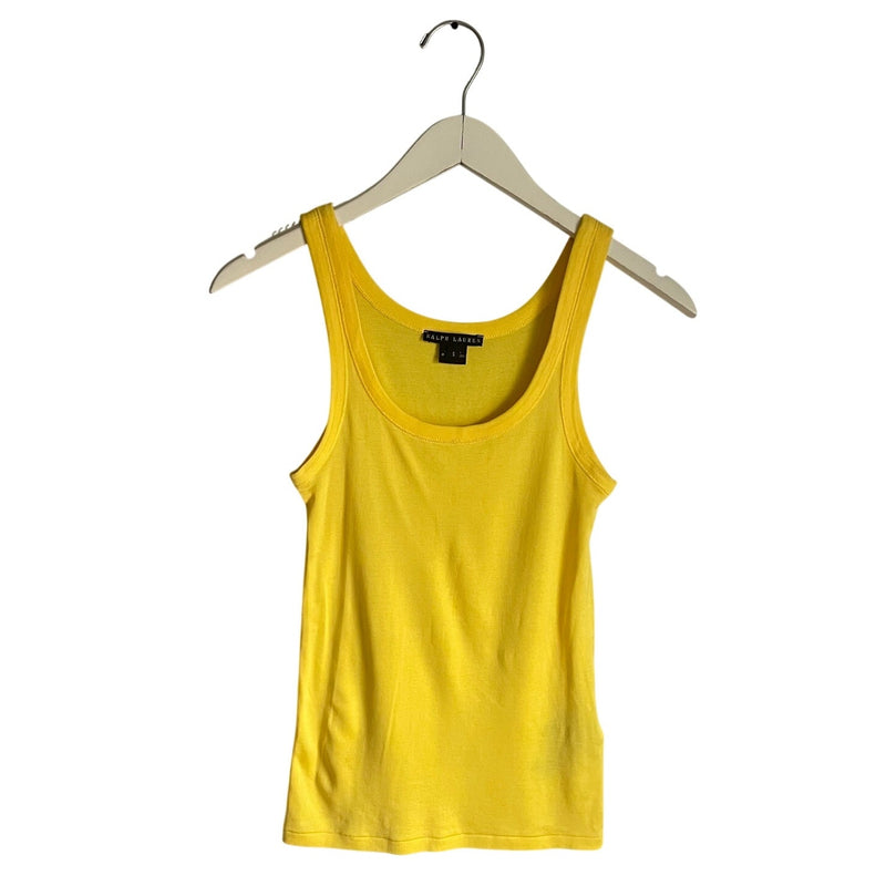 Ralph Lauren Bright Yellow Tank Top 100% Mercerized Cotton Spring Basic Preppy size Small Sunshine Yellow Rave Coconut Girl