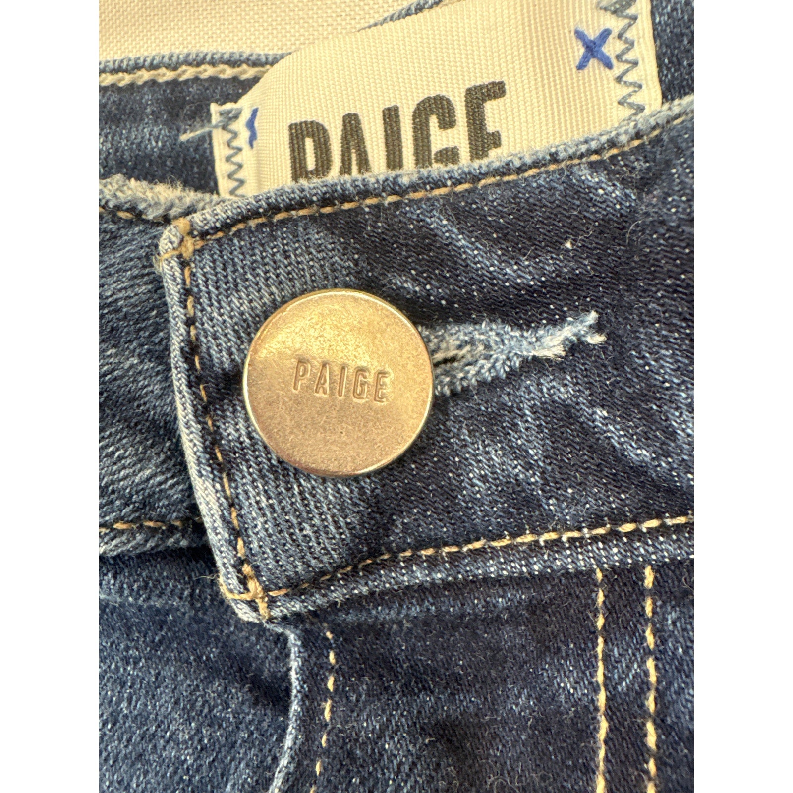 Paige Women’s Dark Blue Jean Short Shorts Size 29 – Distressed Denim Cutoffs