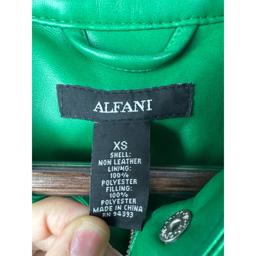 Women’s Alfani XS Leaf Green Faux Leather Jacket