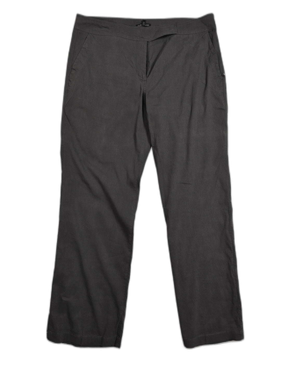 Eileen Fisher Womens Gray Linen Blend Straight Leg Pants Size 14