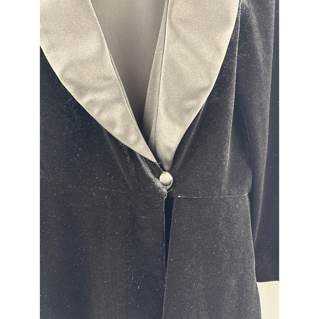 Alex Evenings Womens Black Velvet Blazer With Satin Collar Small