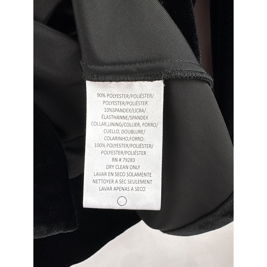 Alex Evenings Womens Black Velvet Blazer With Satin Collar Small