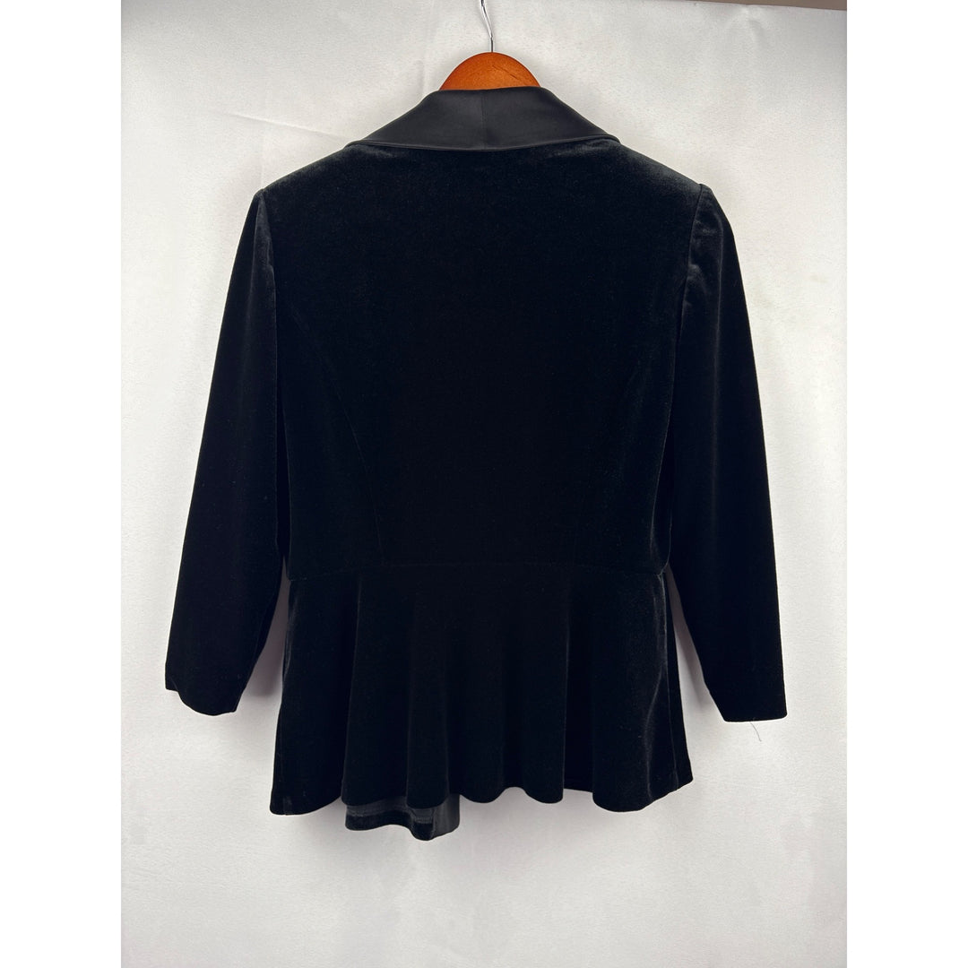 Alex Evenings Womens Black Velvet Blazer With Satin Collar Small