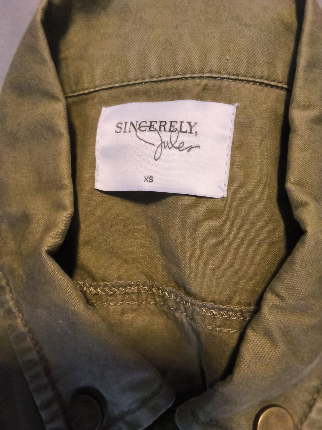 Sincerely Jules Olive Green Utility Field Jacket Casual Layering XS