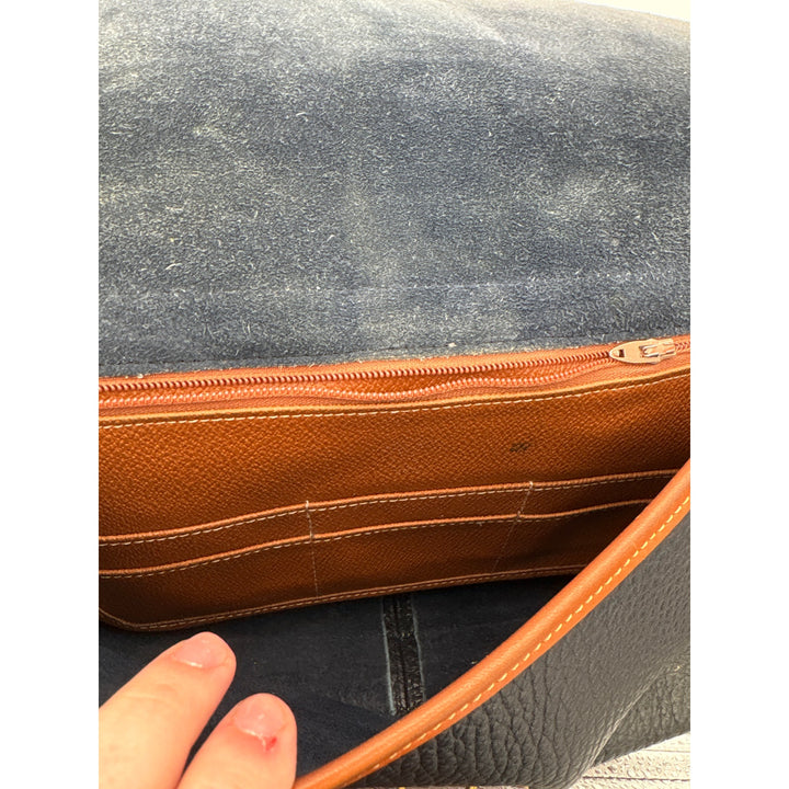 Women’s Dooney & Bourke Dark Navy Blue Leather Crossbody Bag w/ Brown Accents