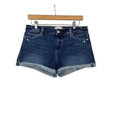 Paige Women’s Dark Blue Jean Short Shorts Size 29 – Distressed Denim Cutoffs