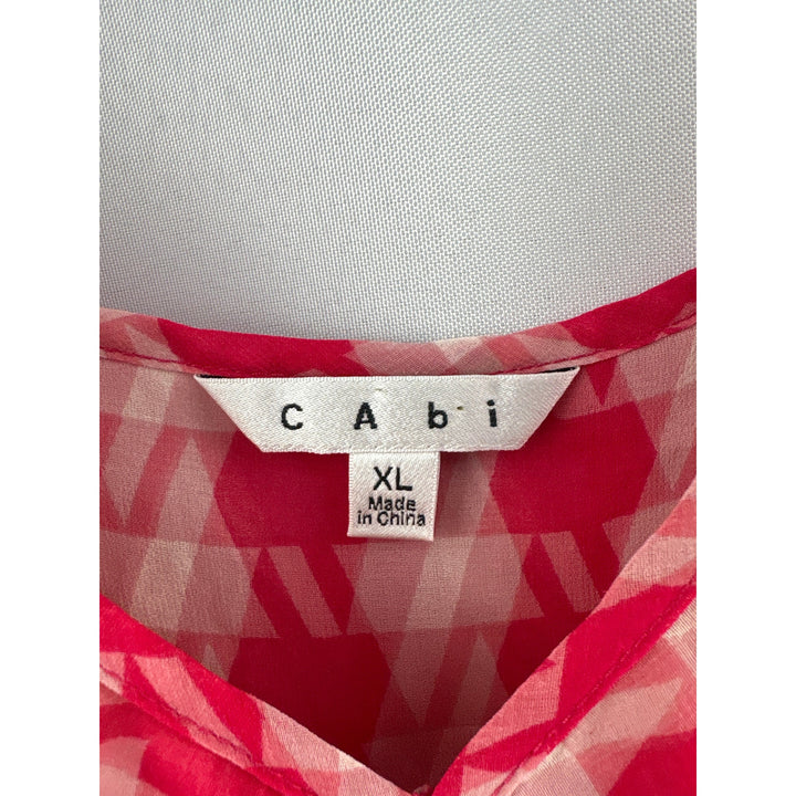 Women’s Cabi XL Pinkish Red & White Patterned Sleeveless Blouse
