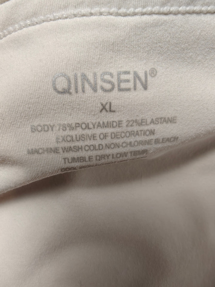 Womens Qinsen Lace Trim Camisole Tank Top Ivory Size XL