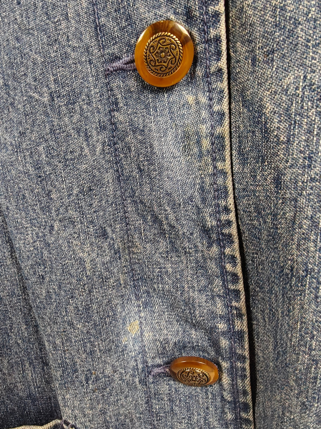 Nordstrom Vintage Blue Denim Jacket Women Corduroy Collar Plaid Lined Medium