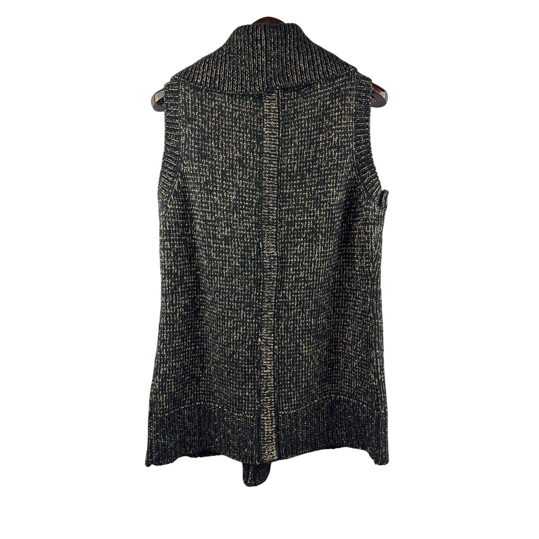 Women’s Soft Surroundings Medium Black w/ Gold Metallics Knit Vest