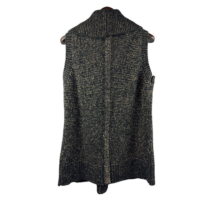 Women’s Soft Surroundings Medium Black w/ Gold Metallics Knit Vest