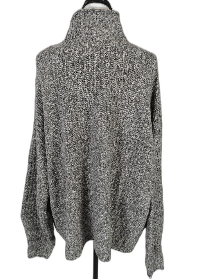American Eagle Womens Chunky Knit Turtleneck Sweater Heather Gray Size XL