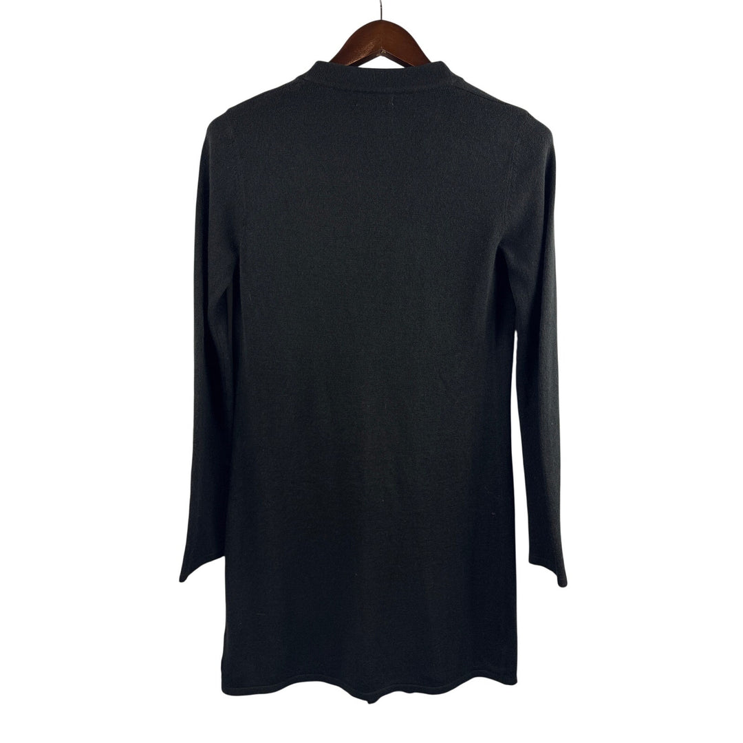 Women’s One World Small Black Cardigan w/ Attached Leather Belt