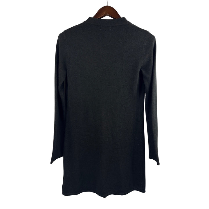 Women’s One World Small Black Cardigan w/ Attached Leather Belt