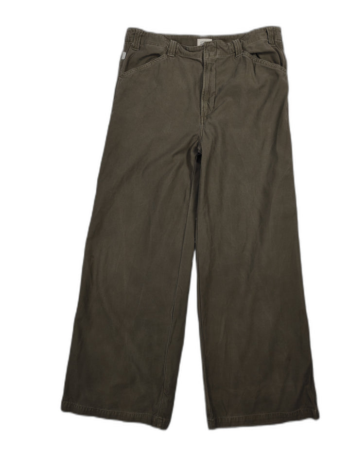 Citizens Of Humanity Womens Wide Leg Olive Green Cotton Pants Size 32